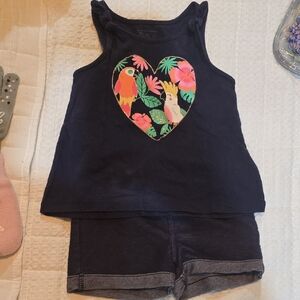 The Children's Place Blue Tank Top with Heart Appliqué Set